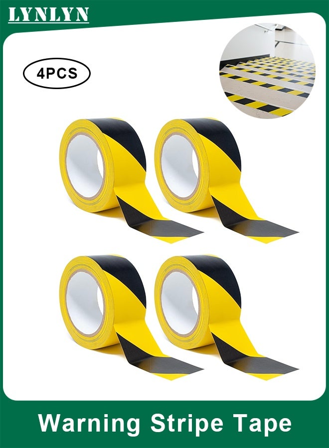 LYNLYN 4 Rolls Hazard Tape, Safety Warning Stripe Tape for Floor Marking, Waterproof, Tear-Resistant, Heavy Duty Adhesive for Stairs, Floors, Pipes, and Hazardous Areas (48mm x 18m) - Image 1